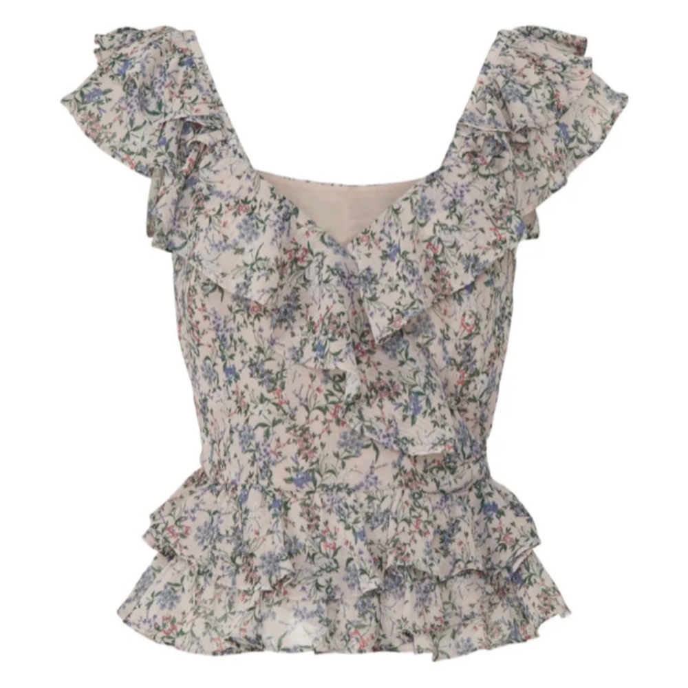 Marisa Webb Collective - Floral Ruffle V-Neck Top - Picture 4 of 5